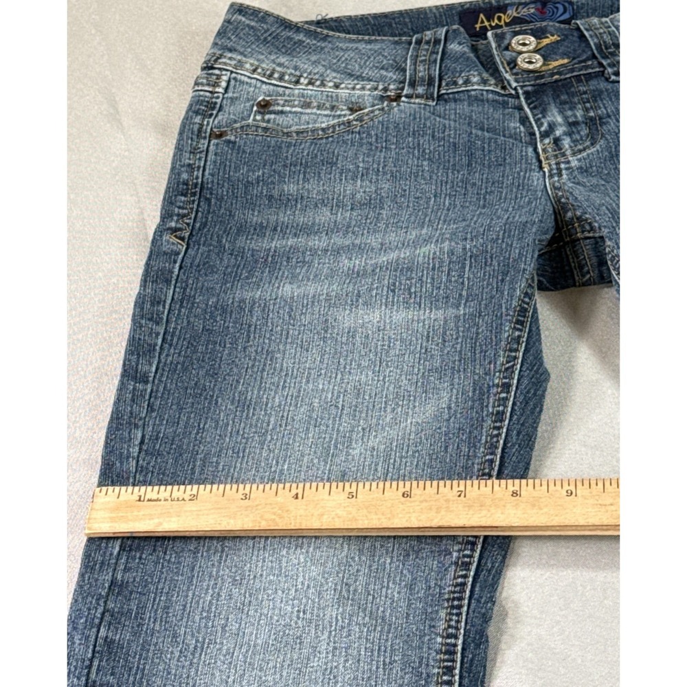 Angels Jeans Womens 5 Short Blue Flare Bootcut Stretch Low Rise Denim Pants - Picture 4 of 9